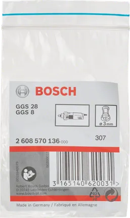 Bosch 3 mm spennhylse uten låsemutter.