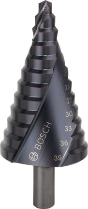 Bosch HSS-AlTiN trinnbor for hull på 6–39 mm.