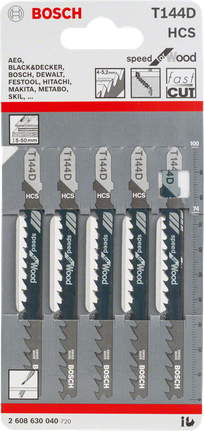Bosch T 144 D stikksagblad, 5-pakning.