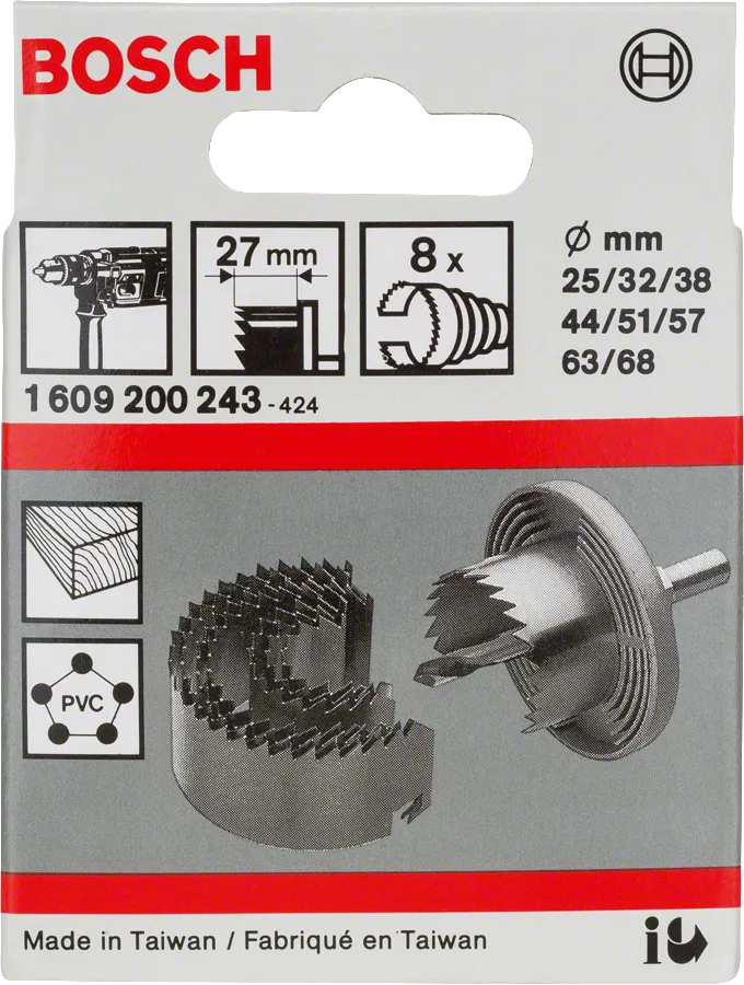 Bosch 8-delers hullfresesett 25–68 mm.