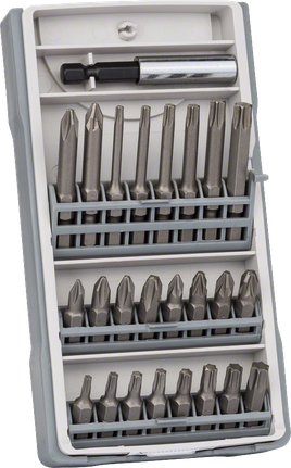 Bosch 25-delers skrutrekkerbitsett PH/PZ/T i koffert.