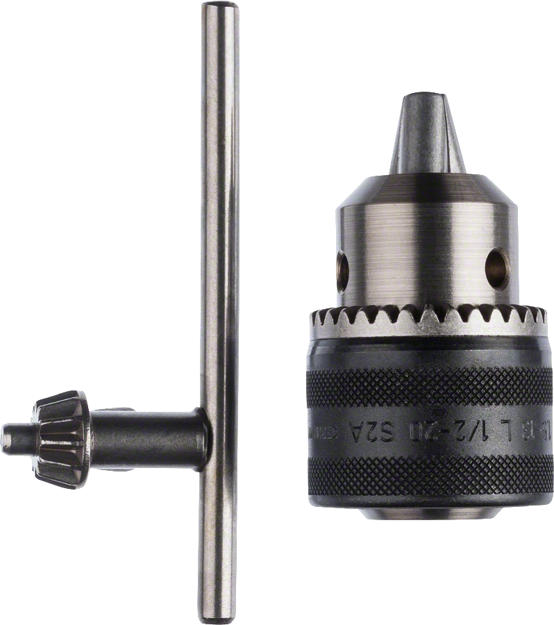 Bosch nøkkelchuck 1,5–13 mm med reservenøkkel.