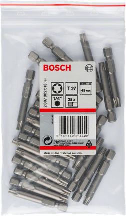 Bosch skrutrekkerbits ekstra hard T27 49 mm-pakke.