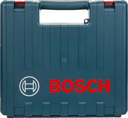 Bosch plastkoffert med håndtak for oppbevaring av verktøy.