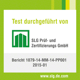 Testvinner ved gjennomsnittlig levetid og driftstid for kullbørstene – testet av den uavhengige tyske kontrollinstansen SLG Prüf- und Zertifizierungsinstitut.