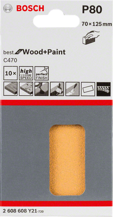 Bosch C470 P80 slipepapir 70×125 mm 10-pakning.