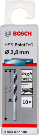Bosch HSS PointTeQ 2,8 mm høyhastighetsborsett.