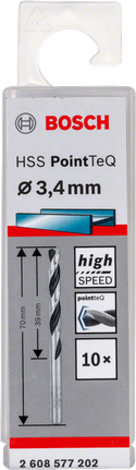 Bosch HSS PointTeQ 3,4 mm høyhastighetsborsett.