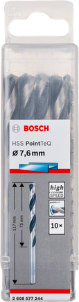 Bosch HSS PointTeQ 7,6 mm borsett for metall.