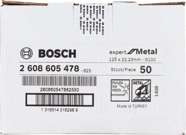 Bosch Expert for metall slipeskiver 125 mm G100, eske med 50 stk.
