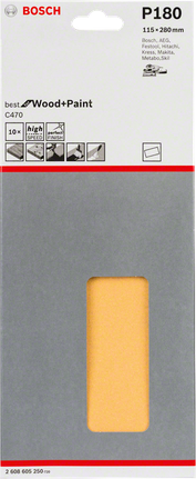 Bosch C470 slipeark, pakke med 10 stk., korning 180.