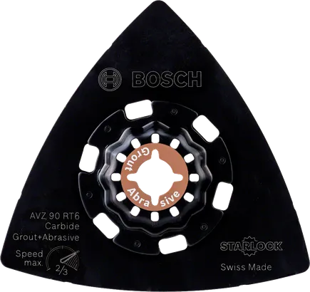 Bosch AVZ 90 RT6 slipeplate i hardmetall for fjerning av fugemasse.