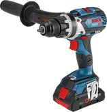 Bosch GSR 18V-110 C batteridrevet drill med sidehåndtak.