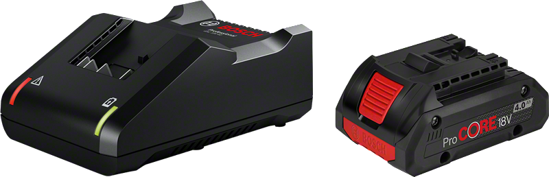 Bosch startsett GAL 18V-40 med GBA 18V 4,0Ah ProCORE-batteri.