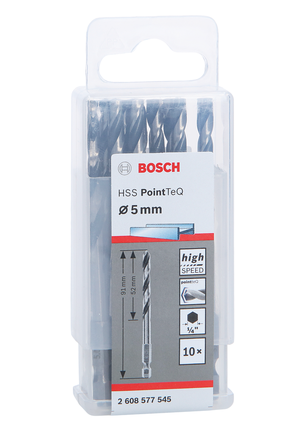 Bosch HSS PointTeQ sekskantbor 5,0 mm 10-pakning.