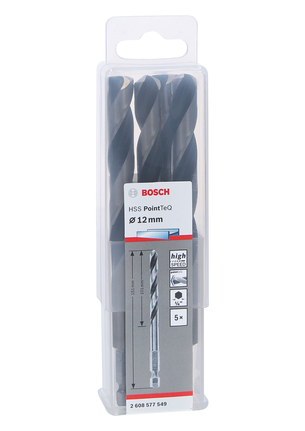Bosch HSS PointTeQ sekskantbor 12 mm sett med 5 deler.