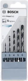 Bosch 5-delers HSS PointTeQ sekskantborsett 2–6 mm.