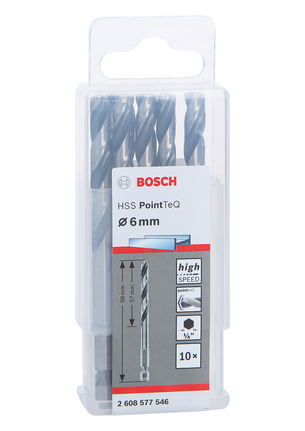 Bosch HSS PointTeQ 6 mm sekskantborsett, 10 deler.