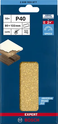 Bosch C470 P40 sandpapir 80×133 mm 10-pakning.