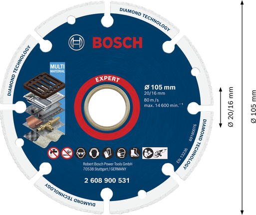 Bosch EXPERT diamantskjæreskive for metall 105 mm.