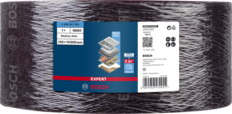 Bosch N880 fleecerull 150 mm x 10 m medium.