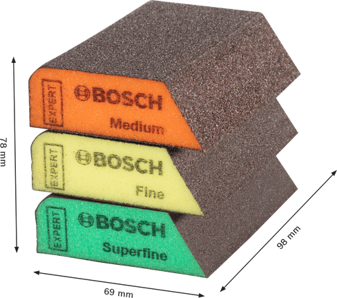 Bosch kombiblokk slipesvamper medium fin superfin.