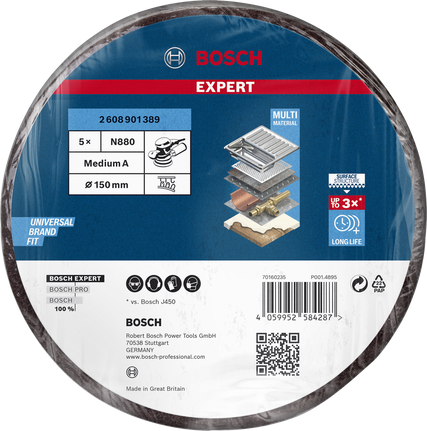 Bosch EXPERT N880 fleece-skive 150 mm medium for slipemaskiner.
