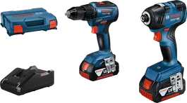 Bosch kombinasjonssett GDR 18V-200 og GSR 18V-55 batteridrevne verktøy.