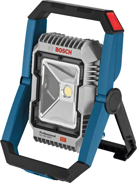 Bosch GLI 18V-1900 LED arbeidslampe med justerbart stativ.