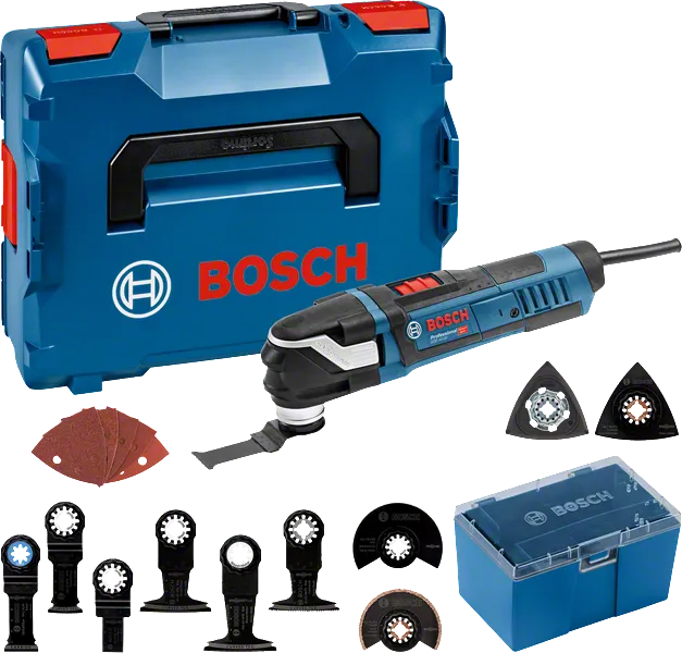 Bosch GOP 40-30 multiverktøysett med tilbehør og koffert.