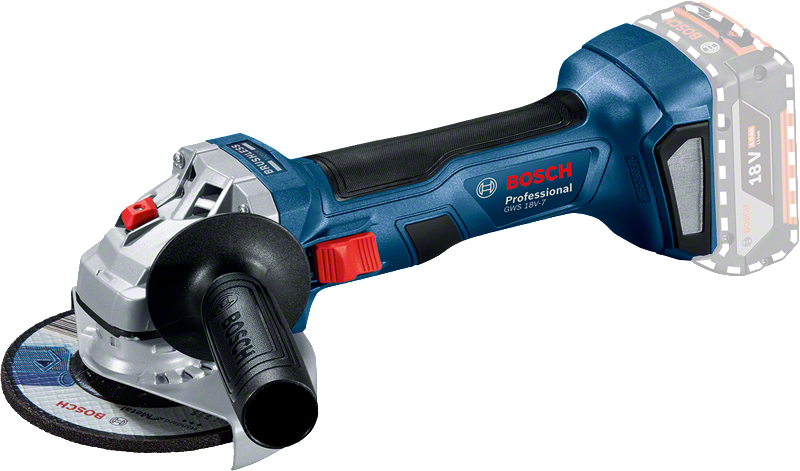 Bosch GWS 18V-7 batteridrevet vinkelsliper for kutting.