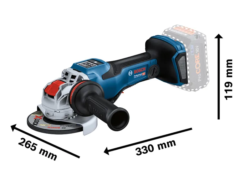 Bosch GWX 18V-15 PSC batteridrevet vinkelsliper med X-LOCK.