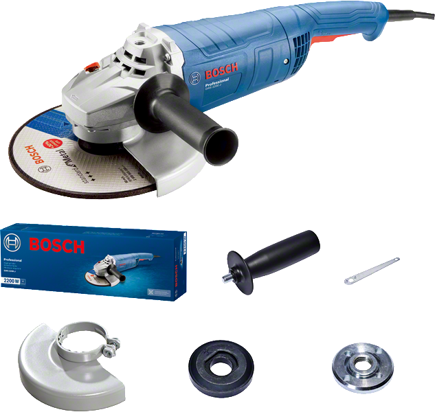 Bosch GWS 2200 vinkelsliper med tilbehør.