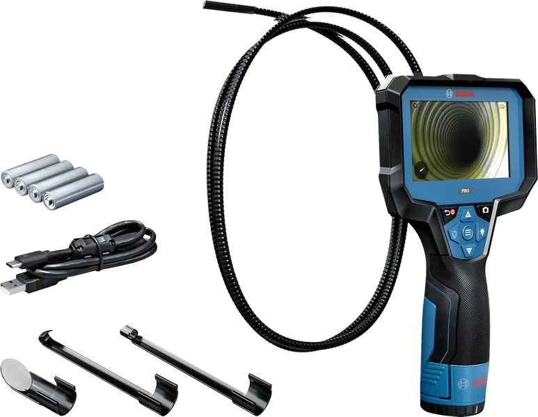 Bosch inspeksjonskamera GIC 12V-4-23 med tilbehør.