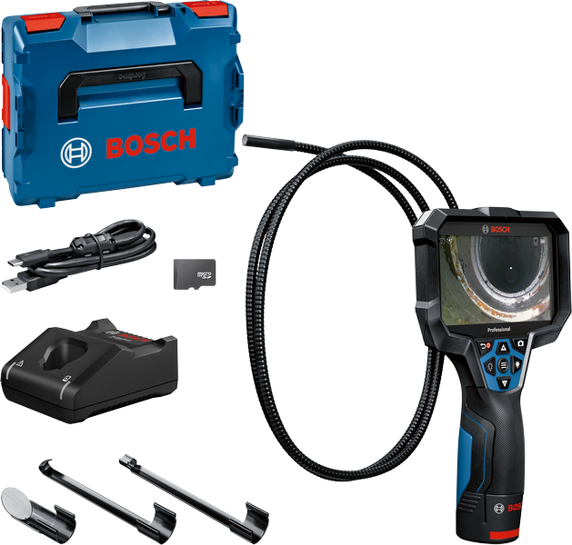 Bosch GIC 12V-5-27 C inspeksjonskamera med tilbehør.