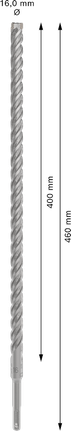 Bosch PRO SDS plus-5X 16 mm hammerbor, 460 mm lengde.