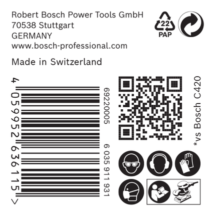 Bosch C470 sandpapiremballasje 80 x 133 mm.