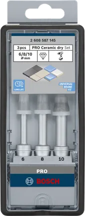 Bosch PRO keramisk tørrborsett, 3 deler for fliser.