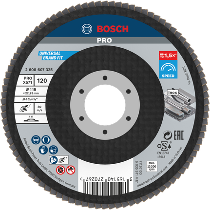 Bosch PRO X571 lamellskive 115 mm G120 for metallsliping.