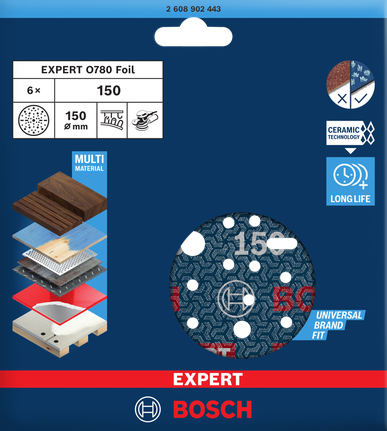 Bosch 150 mm Expert O780 slipeskive.