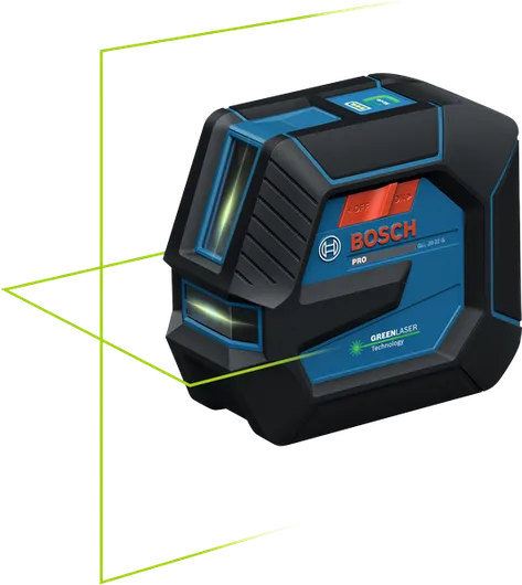 Bosch GLL 20-22 G lasernivelleringsverktøy med grønne linjer.