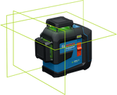 Bosch GLL 80-33 G lasernivelleringsverktøy med grønne linjer.