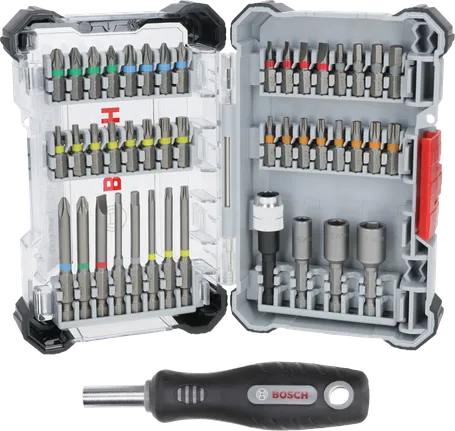 Bosch ekstra hardt skrutrekkerbitsett 44+1 deler med etui.