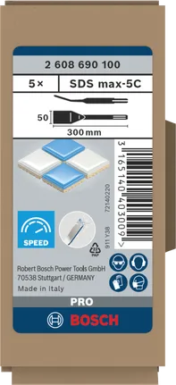 Bosch PRO SDS max-5C flisemeiselsett 50×300 mm 5 deler.