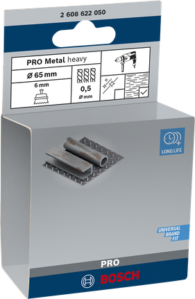Bosch PRO metallbørste for kraftig kopp 65 × 0,5 mm.