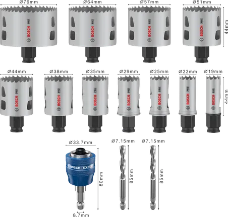 Bosch PRO Multi Material PC Plus hullsagsett, 14 deler.