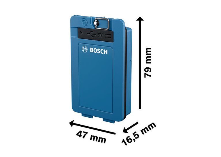 Bosch BA 3,7V 3,0Ah XL batteripakke med mål.