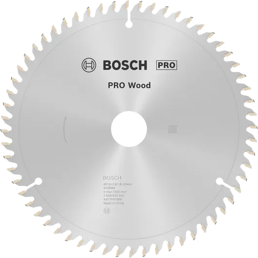 Bosch PRO Wood sirkelsagblad 216 mm for fin treskjæring.