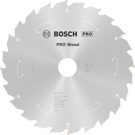 Bosch PRO Wood batteridrevet sirkelsagblad T24 for kutting.