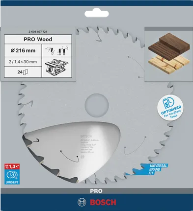 Bosch PRO Wood 216 × 1,7 × 30 mm T24 sagblad.